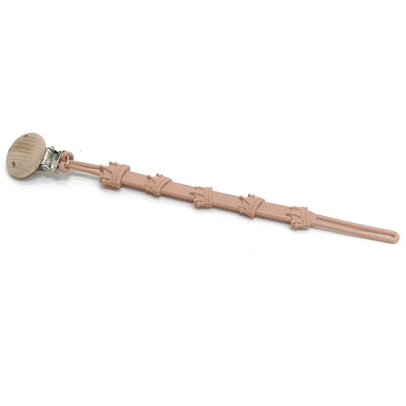 Pacifier Chain Clip &ndash; Multi-Functional Silicone Anti-Drop Design peach