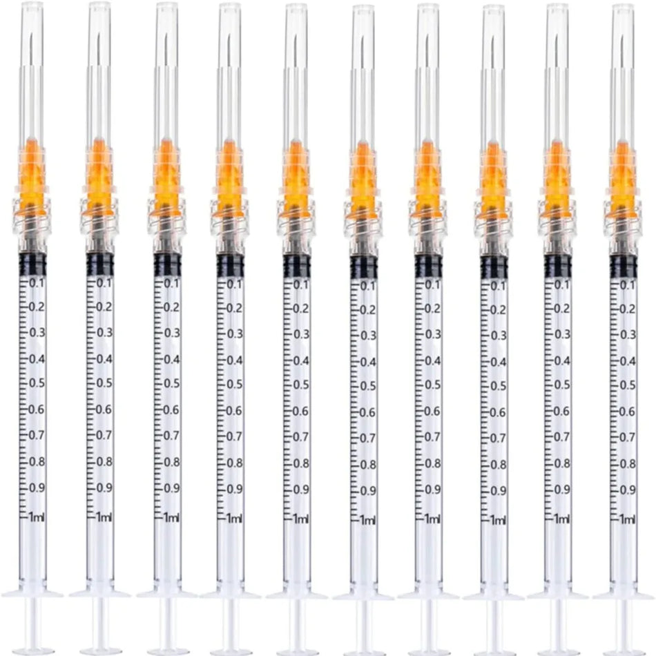 20 Pack Disposable Plastic Sterile Syringes 1ml With 25Ga Cap For Labs