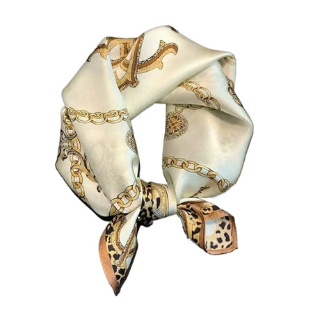 68cm Chain Printed Scarf &ndash; Stylish Versatility for All Seasons Gold