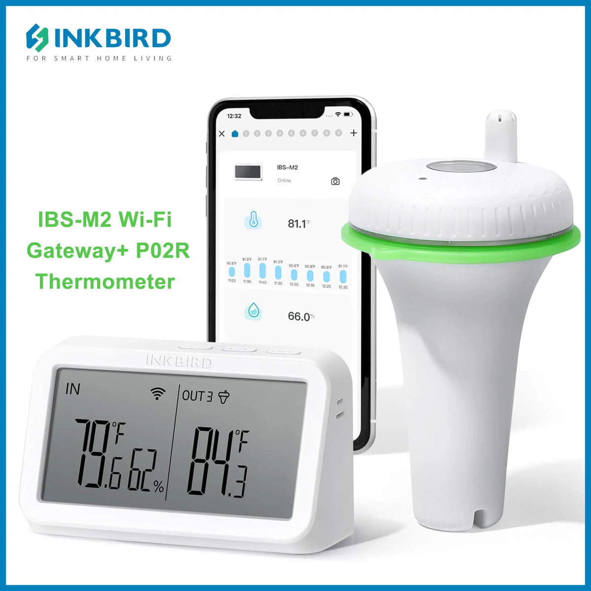 InkBird IBS-M2 Pool Thermometer &ndash; WiFi Gateway 300 Ft Range AU Version / CHINA