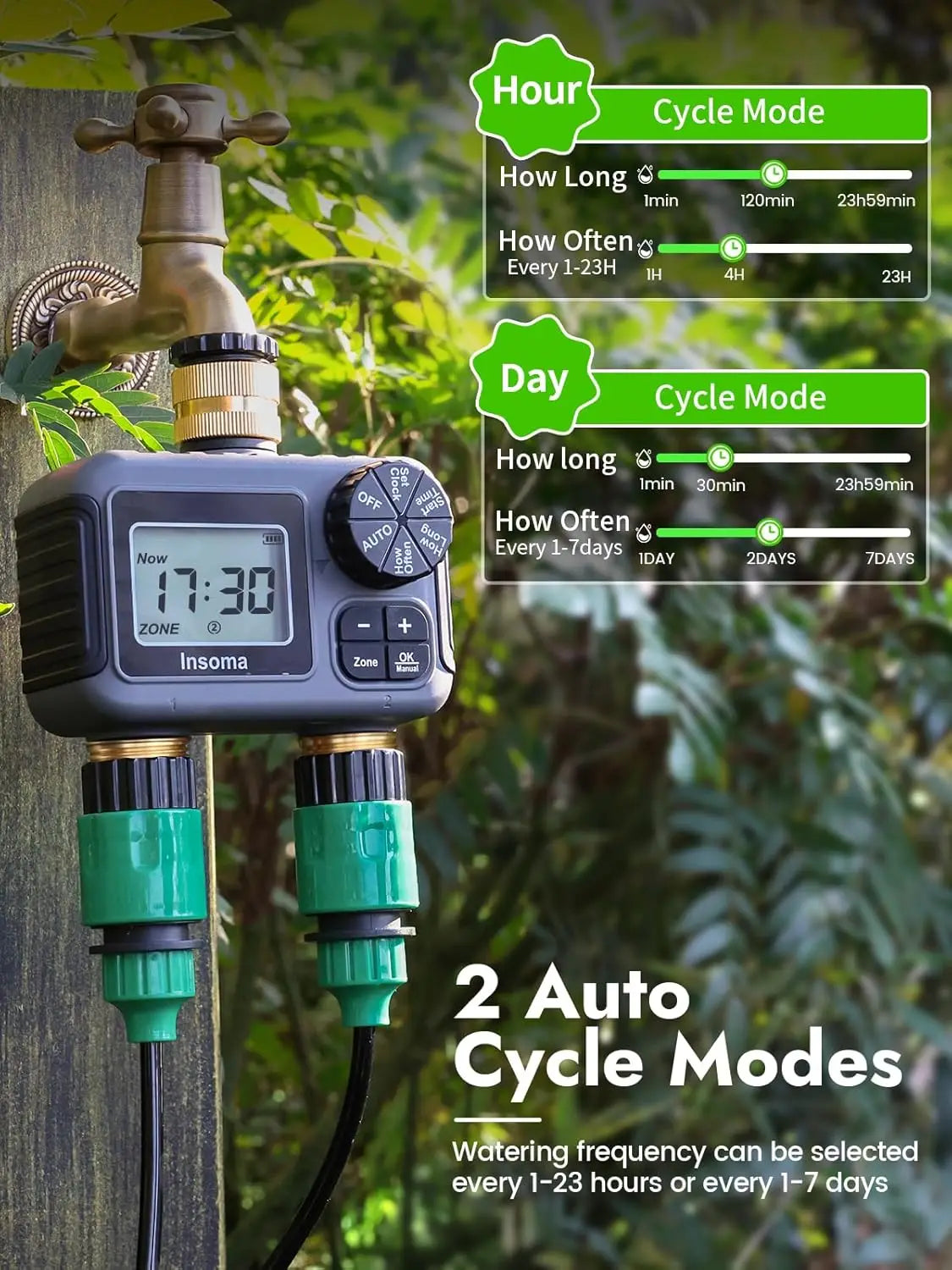 Insoma Smart Irrigation Watering System - Dual Outlets &amp; Automatic Timer