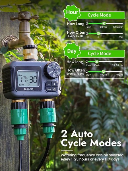 Insoma Smart Irrigation Watering System - Dual Outlets &amp; Automatic Timer