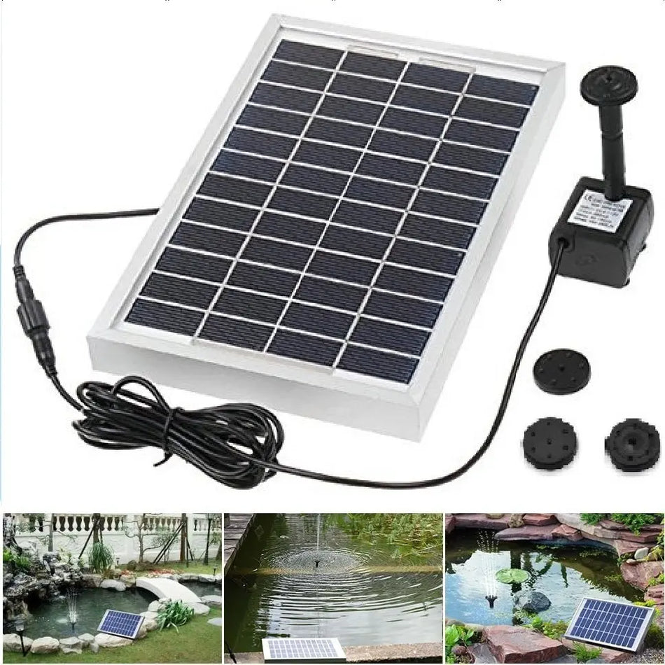 Solar Pond Pump 5W Fountain 250 Lh 60 Cm Height 4 Nozzles