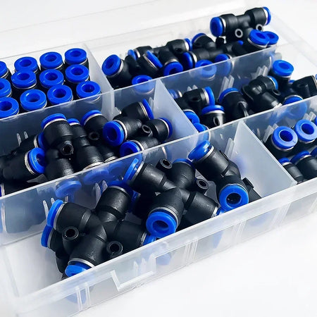 Boxed 51 PCs PU-6 Pneumatic Fitting Kit &ndash; Comprehensive 6mm Air Hose Connector Set
