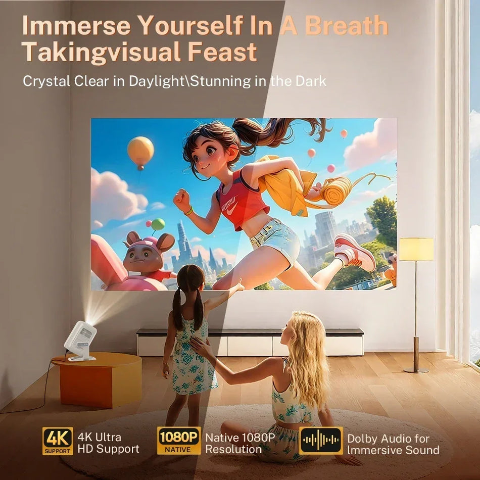 Proiector Portabil LynCast Native 1080P cu Autofocus Android 11, BT5.4