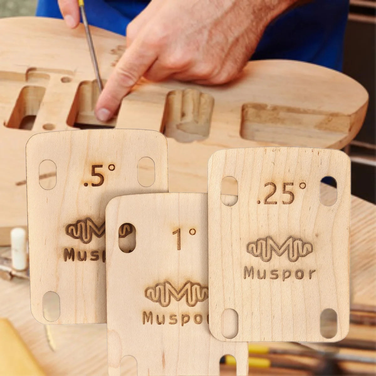 Miwayer Guitar Neck Shims Set &ndash; Solid Maple 0.25 0.5 1 Deg