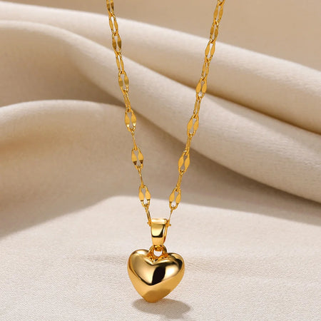 Trendy Stainless Steel Love Heart Pendant Necklace for Women