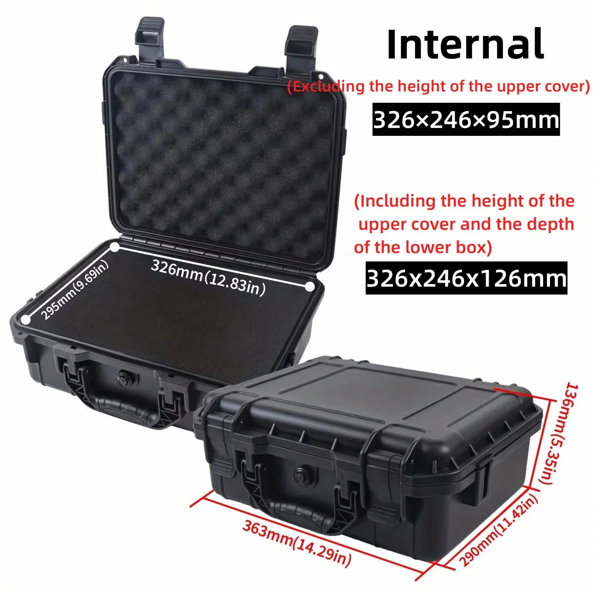Waterproof Hard Carry Case Tool Box &ndash; Shockproof Organizer 363x290x136mm