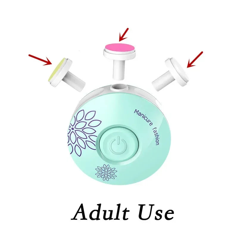 Electric Baby Nail Care Trimmer with 6 Grinding Heads