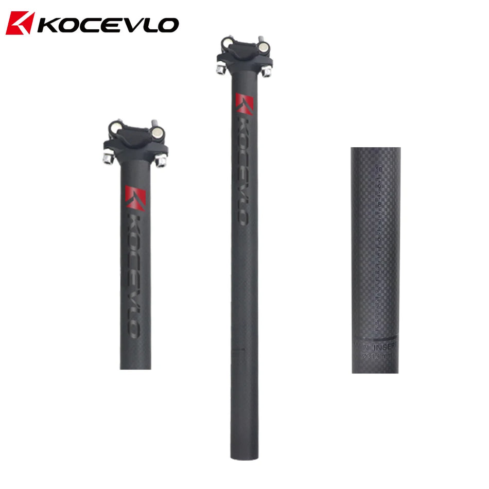 Kocevlo Карбонов кол за седалка 27.2mm 30.9mm 31.6mm матово черен MTB пътно колело кол за седалка 350mm до 400mm
