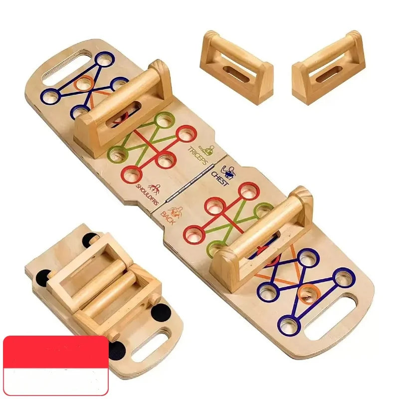 Push Up Board With Wooden Plank, Non Slip Abdominal Stabilizer For Core Strength