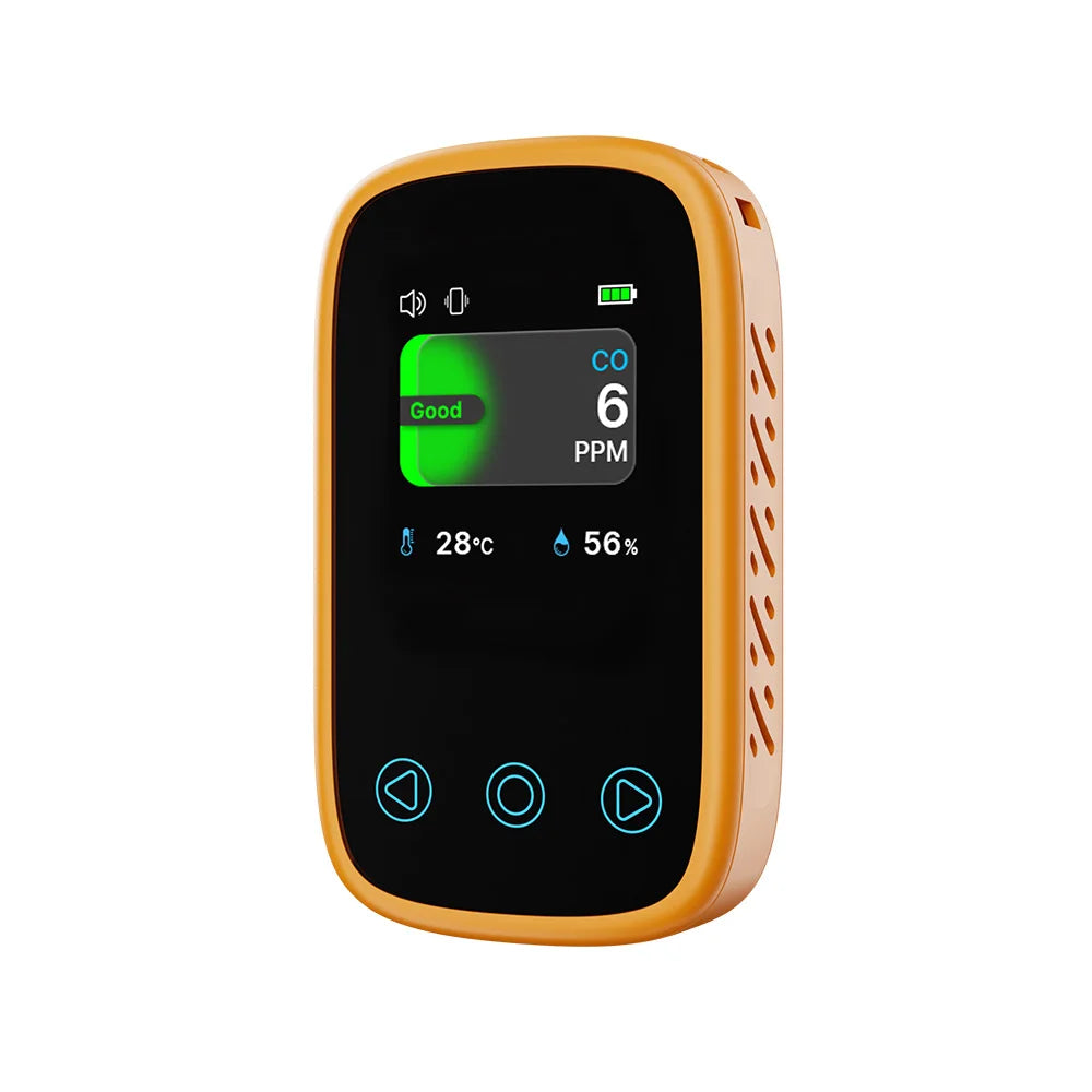 Mini 3 In 1 Air Quality Tester - LCD CO Temp HUMI Meter Orange