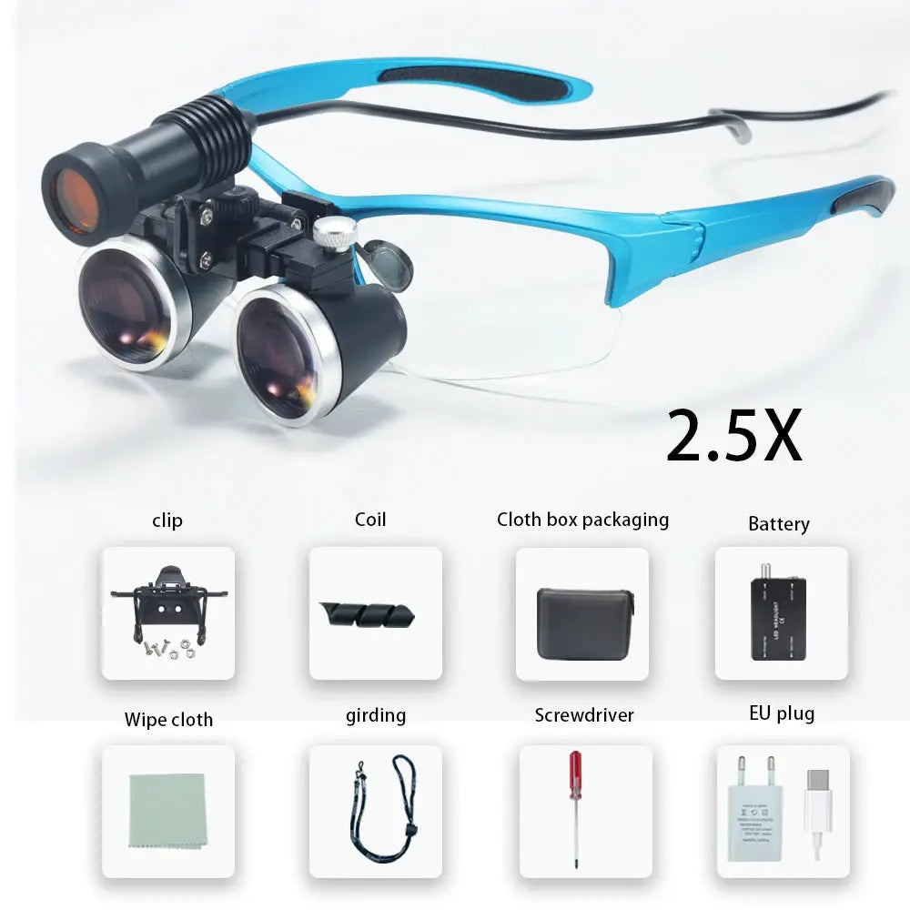 Dental Loupes 2.5/3.5X Magnifier Lab Medical Magnification Binocular Magnifier Headlight Headlamp 5W Seperately Cloth Packaging by InterCyprus Trading Ltd