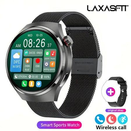 LAXASFIT New Mens Smartwatch NFC Heart Rate HD Screen Black ML