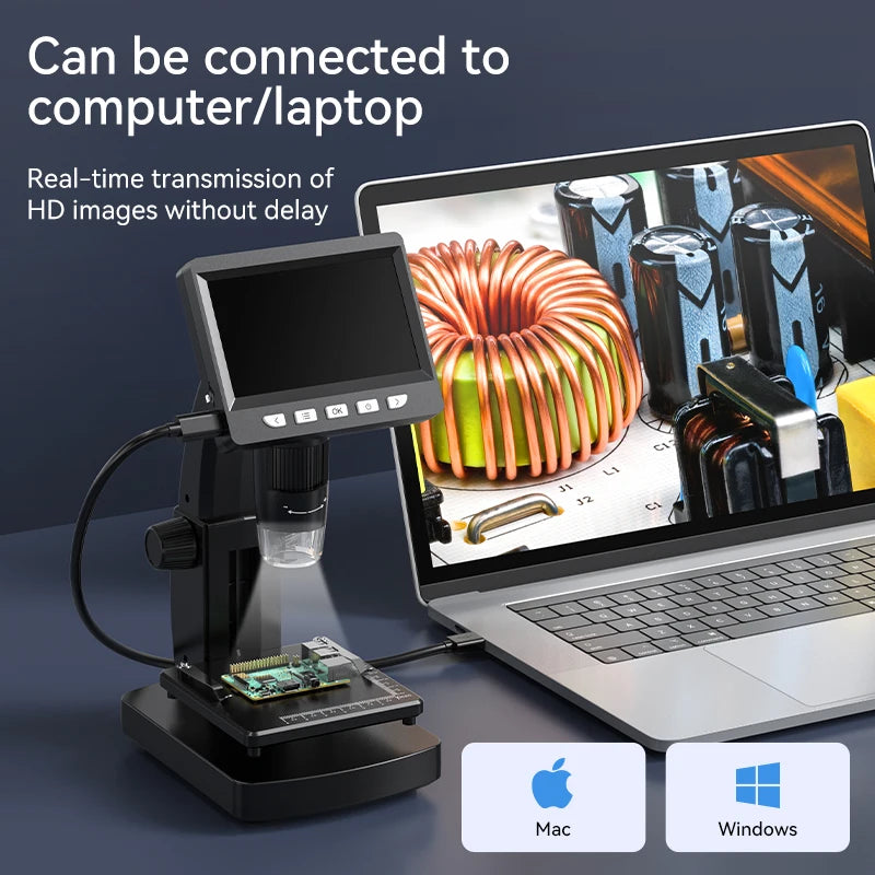 4.3 Inch 1000X Digital Microscope &ndash; 1080P Video 8 LED