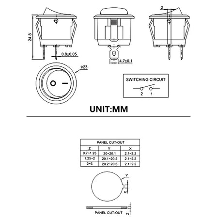 12V Round Rocker Switch &ndash; Reliable ON/OFF Control for Camper Vans and Caravans