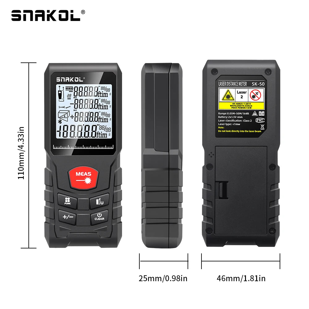 SNAKOL Professional Laser Distance Meter with Range Options up to 120m