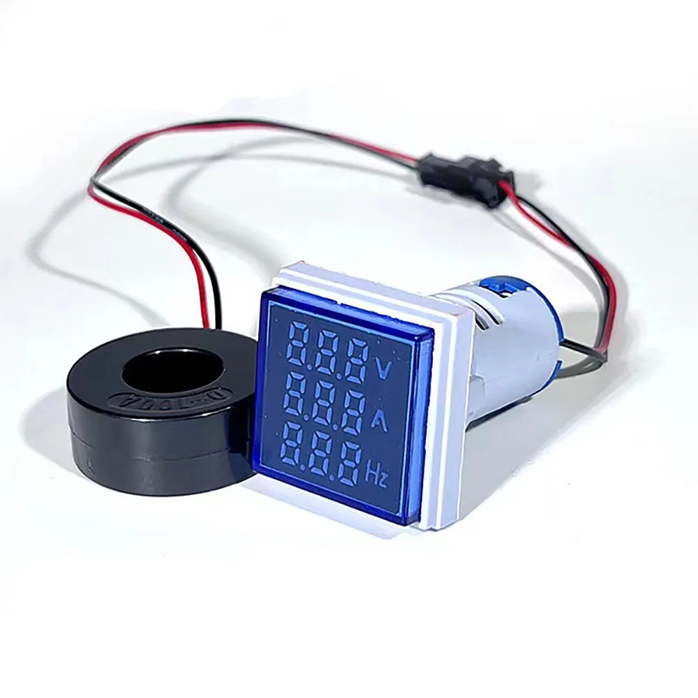 Square LED Digital Voltmeter Ammeter &ndash; Accurate Voltage and Current Measurement Blue