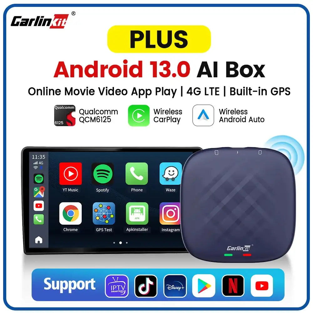 Carlinkit CarPlay AI TV Box Plus Android 13 128GB 4G LTE