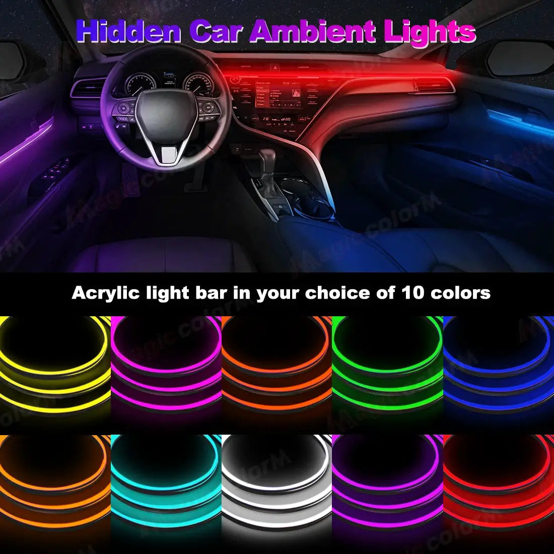 1.1M EL Wire Neon Ambient Light Car Interior Dashboard LED Decorative Lamp Universal DIY Flexible Hidden Cuttable Acrylic Strip by InterCyprus Trading Ltd