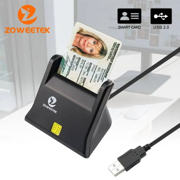 Cititor de carduri inteligente USB pentru ID, compatibil cu carduri cu cip IC, EMV, CAC și carduri bancare