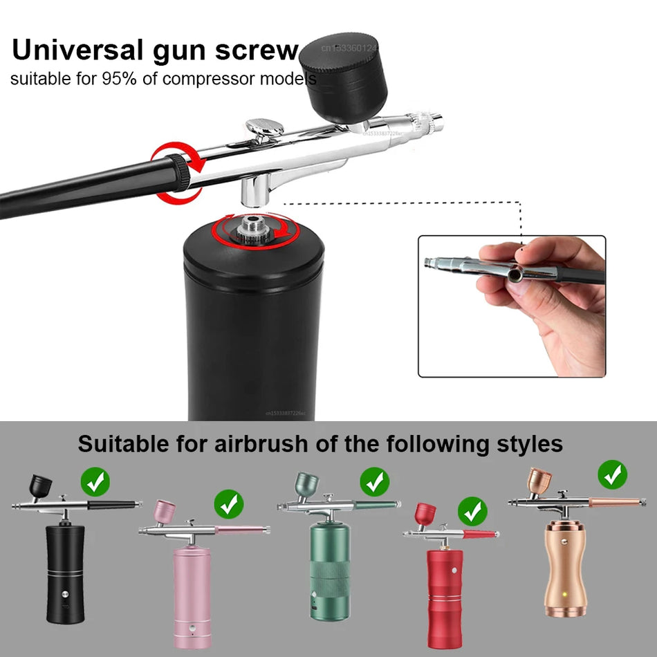 Nail Art Airbrush Spray Gun Kit with Cups and Cleaning Tools