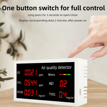 5 In 1 Air Quality Monitor &ndash; Real Time Readings LED Screen