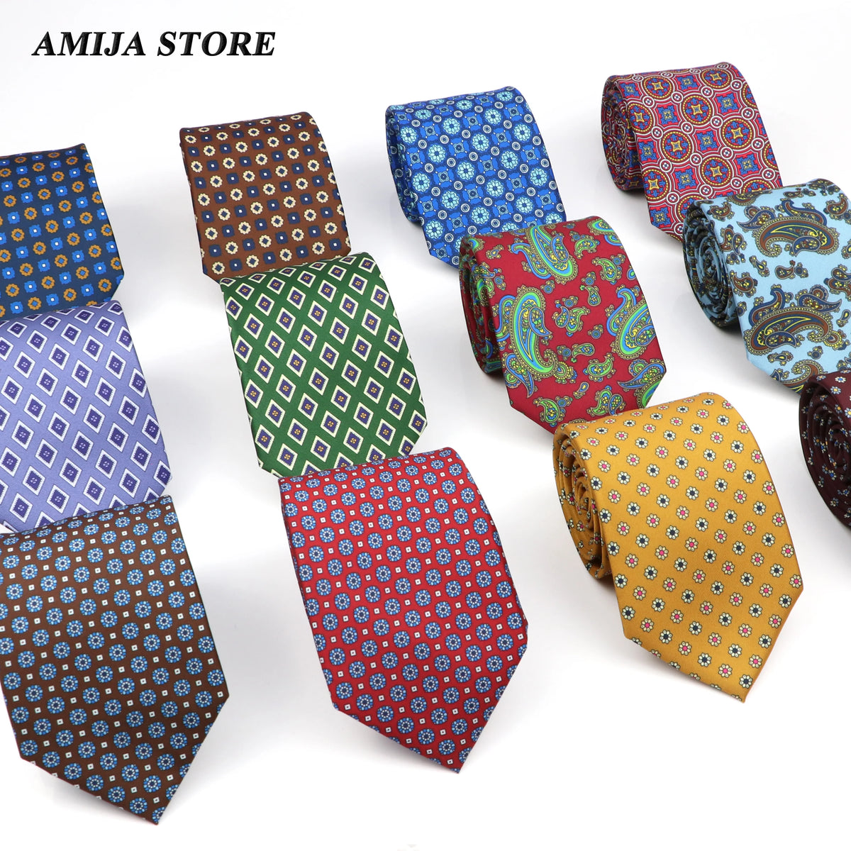 Super Soft Silk Floral Tie for Men in Red and Blue