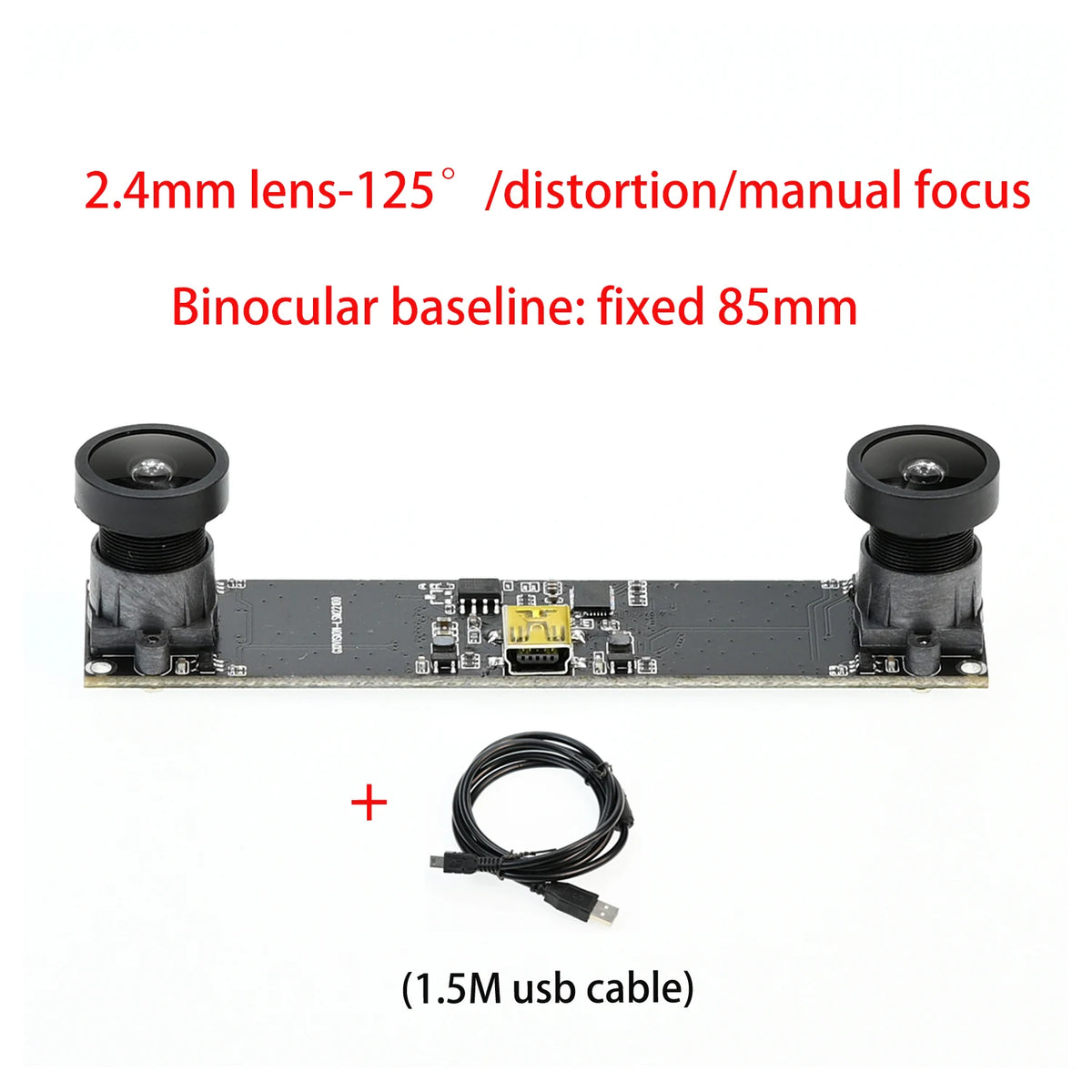 GXIVISION 720P Dual Lens USB Camera Module for 3D Depth and Face Recognition 2.4mm 125 degree