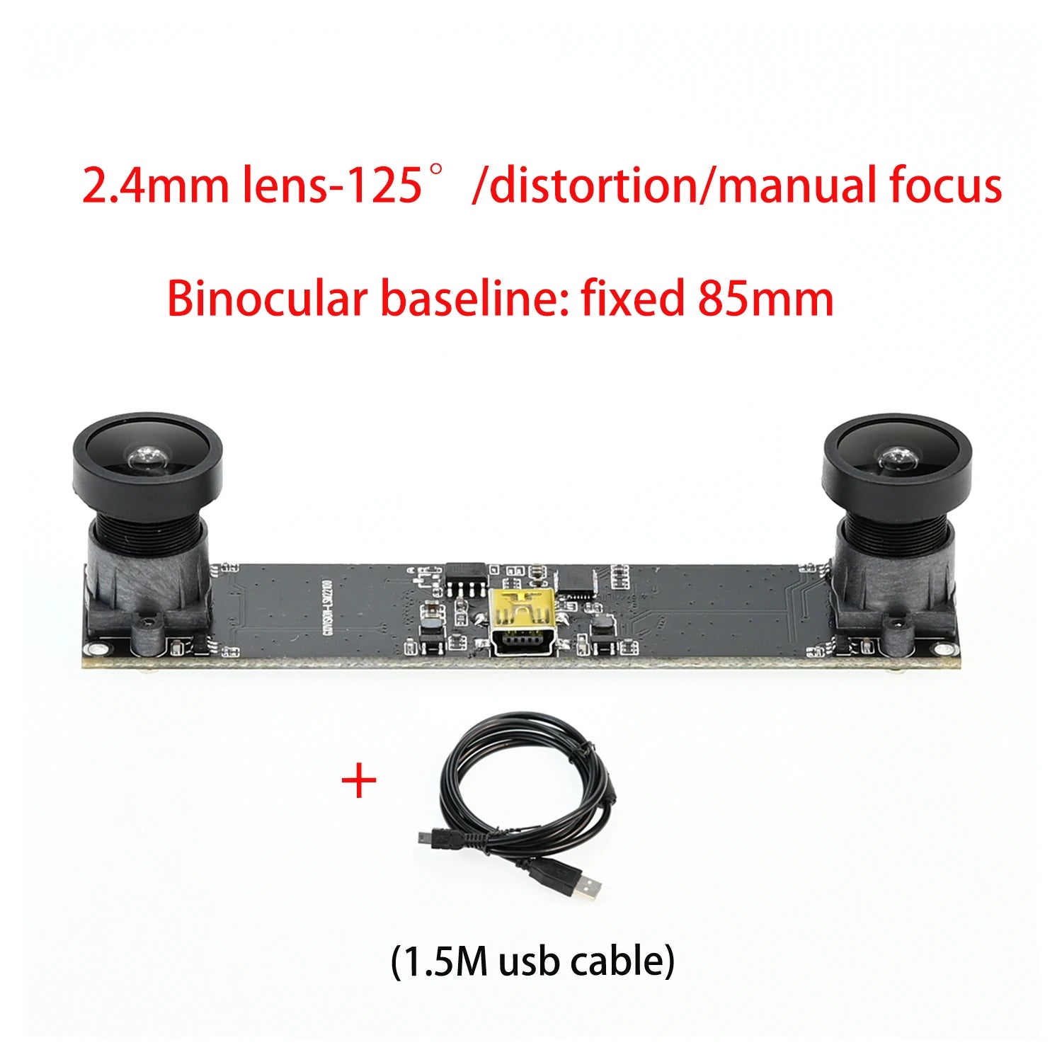 GXIVISION 720P Dual Lens USB Camera Module for 3D Depth and Face Recognition 2.4mm 125 degree