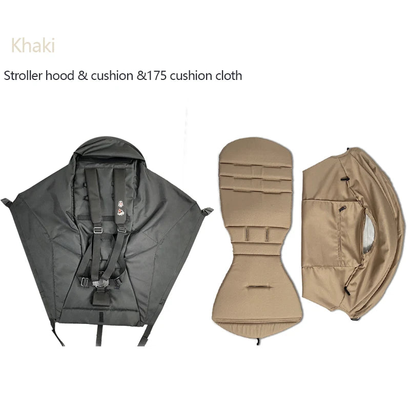 3-Piece Stroller Accessory Set: Canopy Cover &amp; Cushion for Babyyoya khaki