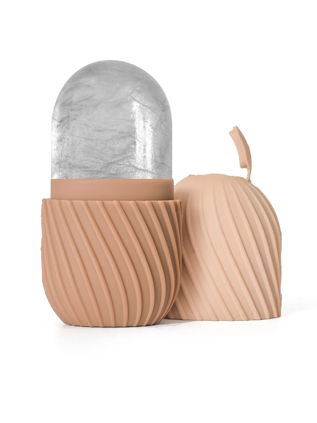 Ice Face Roller Beauty Massage Silicone Mold for Eye Puffiness &amp; Pore Reduction brown