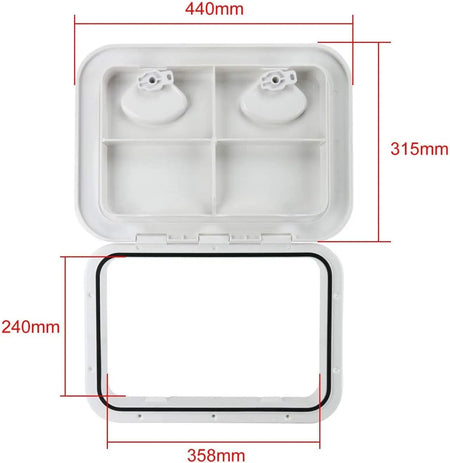Premium Marine Deck Hatch 12-3/8" x 17-1/4" - White ABS Access Hatch