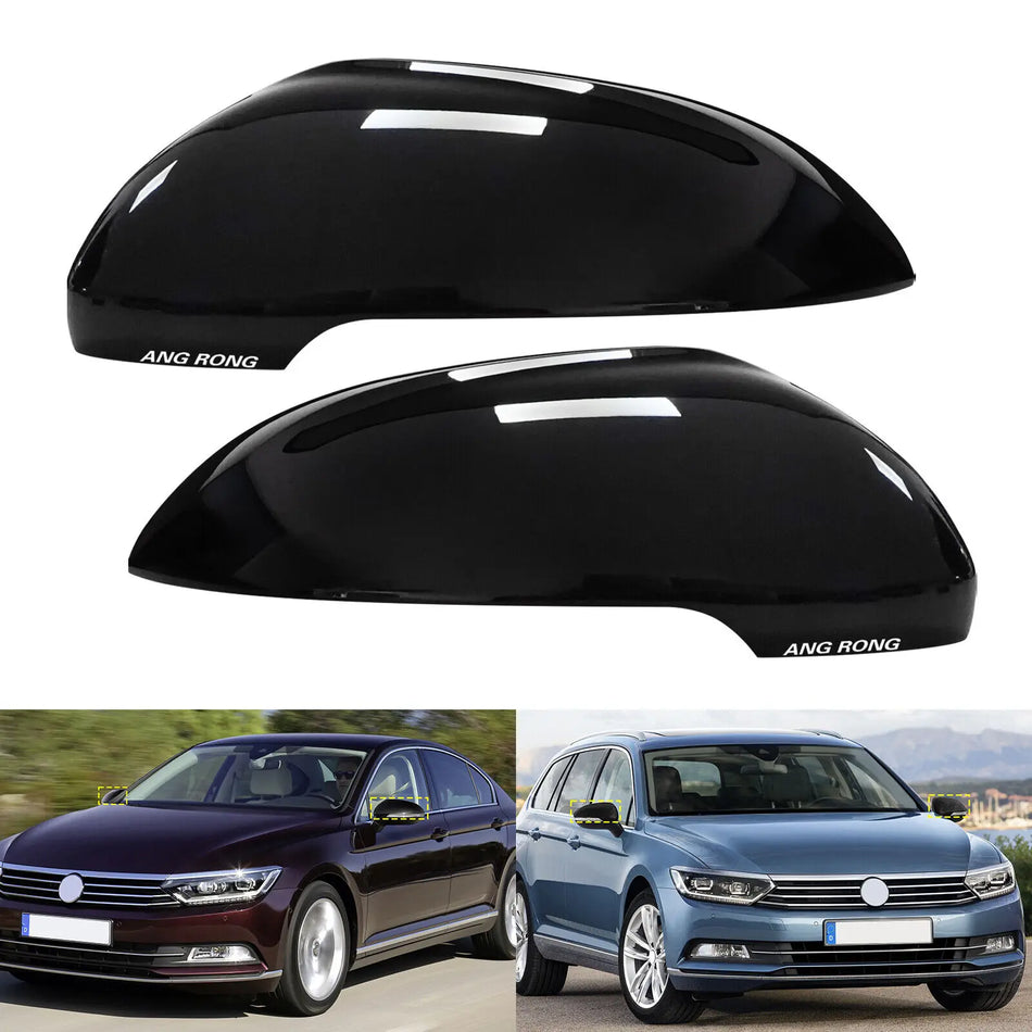 VW Passat B8 Estate Door Mirror Cover Caps Gloss Black ABS Plastic