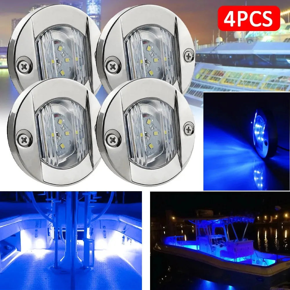 Waterproof Marine LED Deck Lights - Blue &amp; White | 1-4pcs