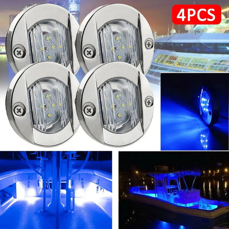 Waterproof Marine LED Deck Lights - Blue &amp; White | 1-4pcs