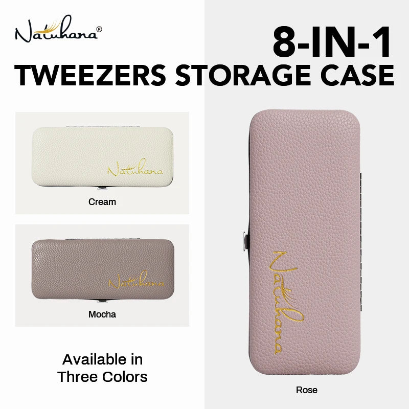NATUHANA Eyelash Tweezers Set with Elegant Storage Case