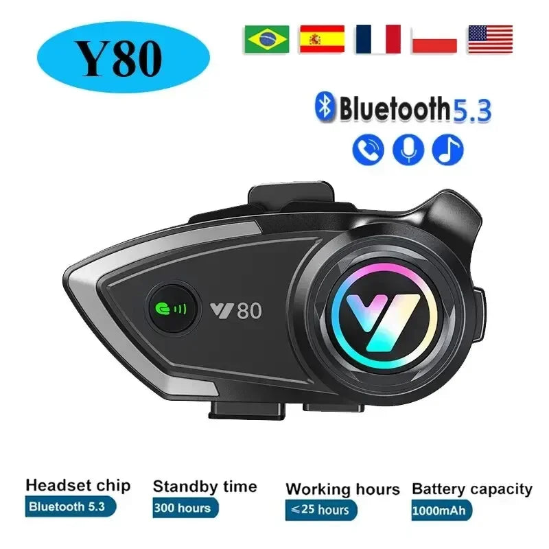 Y80 Motorcycle Helmet Bluetooth Headset &ndash; V5.3 Handsfree