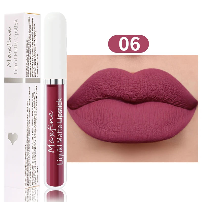 MAXFINE Waterproof Matte Liquid Lipstick - Long-lasting &amp; Moisturising 06 / Full Size