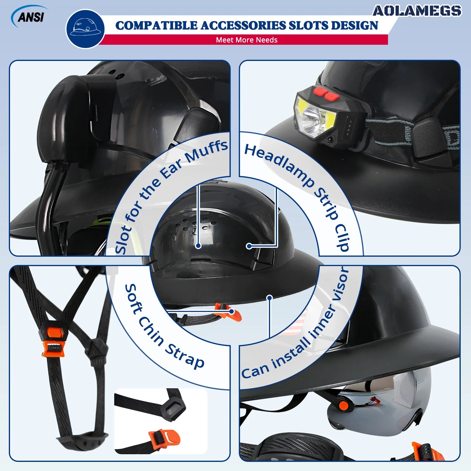 AQM0251 &ndash; CE Full Brim Safety Helmet With Earmuffs Plus