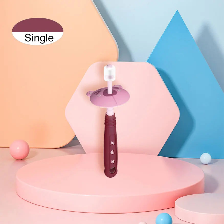 360 Degree Soft Silicone Baby Toothbrush for Children Aged 0-6 Years Watermelon Red