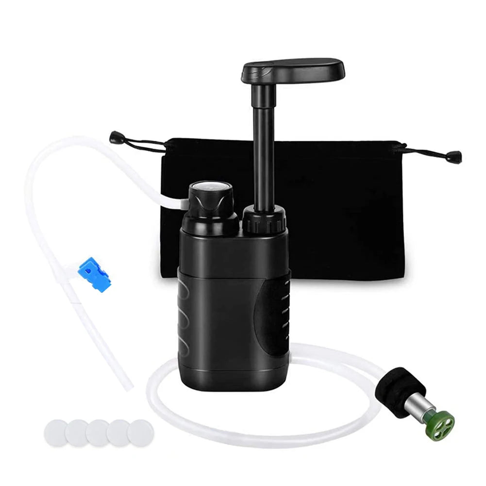 Portable Water Filter &amp; Survival Kit Black