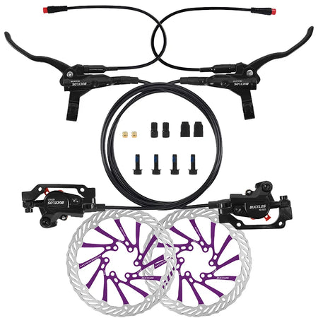 BUCKLOS Hydraulic Disc Brake Set for E-Bikes and Scooters Brakes-Rotor Purple