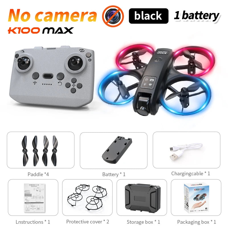 K100 Max Mini RC Drone &ndash; 4K Camera With Foldable Design NO Camera Black
