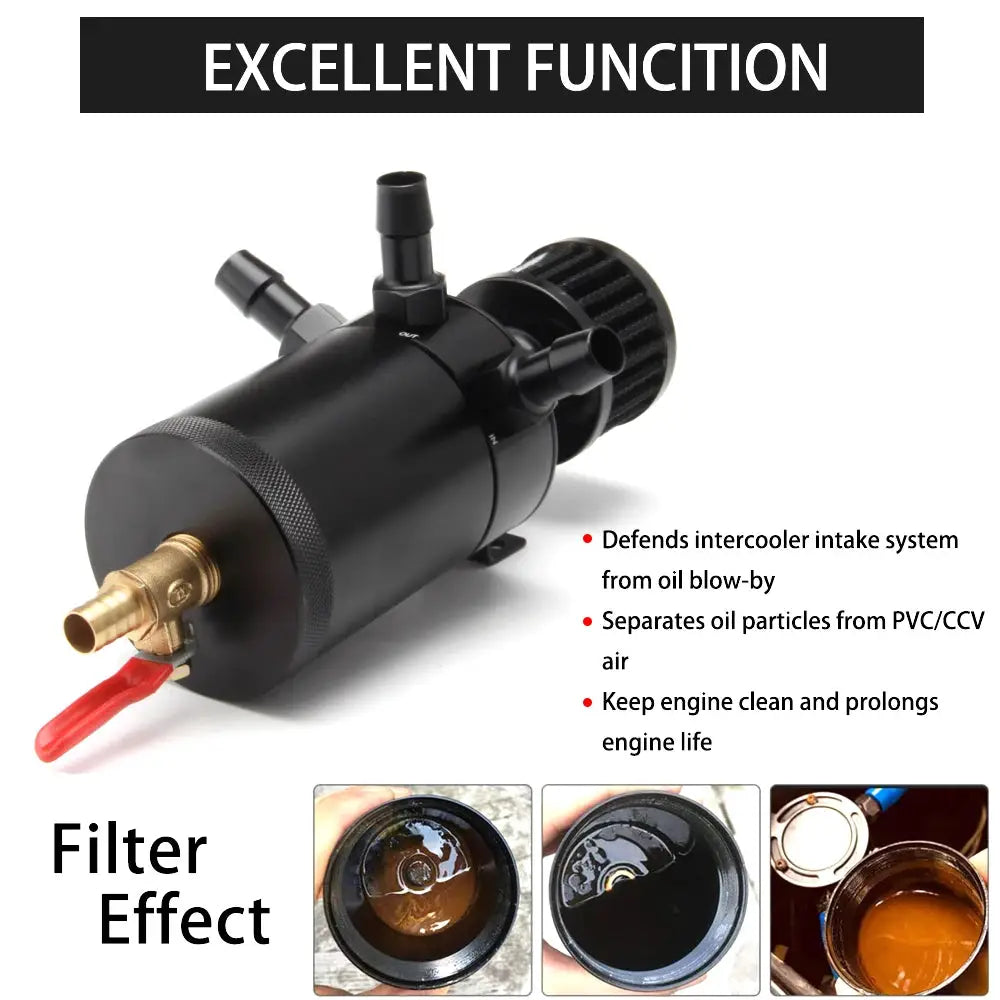 Universal Car Racing Baffled Aluminum 2-Port/3-Port Oil Catch Can Tank Reservoir Separator by InterCyprus Trading Ltd