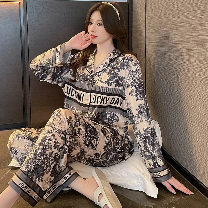 Ice Silk Pajamas Set for Women - Luxury Homewear | Spring Collection