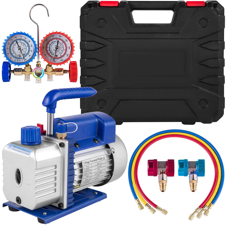 4 CFM vakuumska črpalka 1/4 HP rotacijska lopatica 1 stopnja R134a