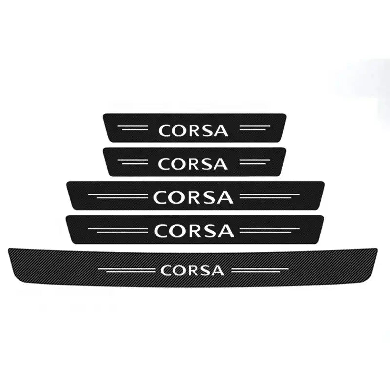 Opel Corsa Door Threshold Protectors Carbon Fiber Leather 5Pcs