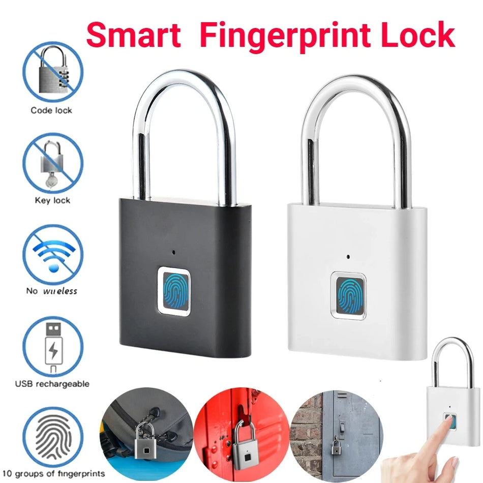 Smart Biometric Fingerprint Padlock - Waterproof &amp; Keyless Security Lock