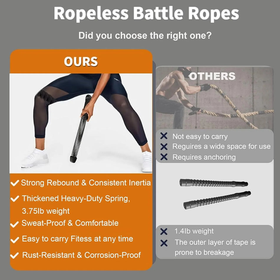 Ropeless Battle Ropes för Home Gym, Cordless Training Rope för HIIT